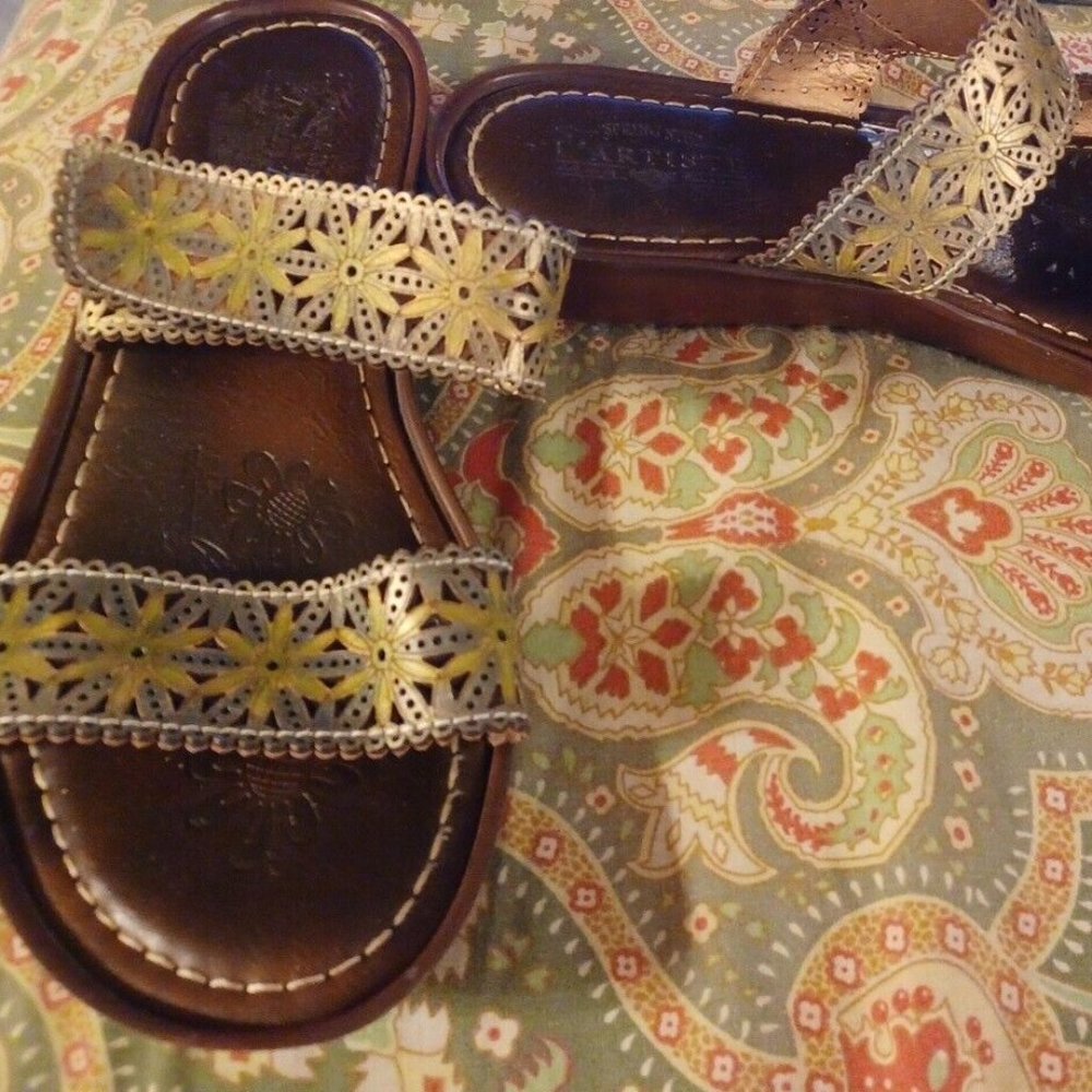 L'artiste L artiste Spring Step 42 10 copper brown slides flats sandals shoes